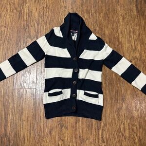Tommy Hilfiger Navy Blue & White Sweater Size XS